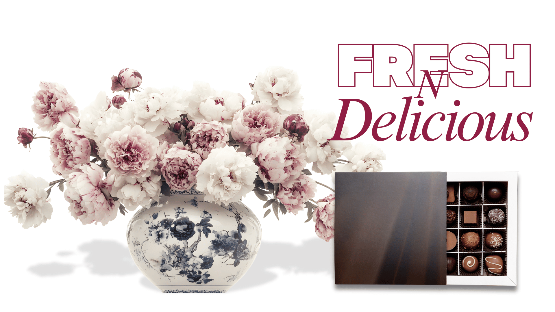 Chocolates with Fresh Blooms